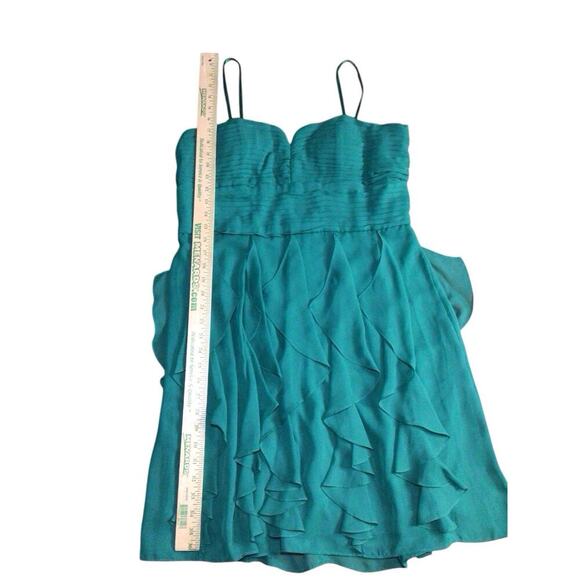 Liliana Ruched Tulle Sweetheart Strapless Ruffle Mini Dress in Green Size 16 - Picture 8 of 8